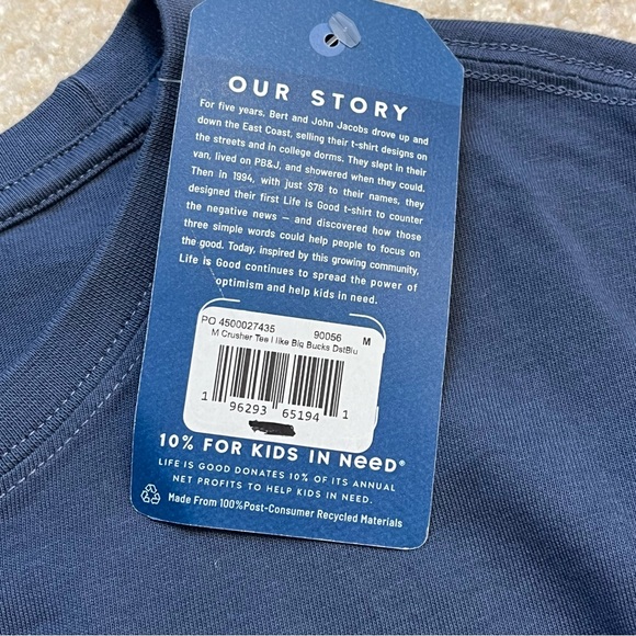 NEW Life Is Good Shirt Mens Medium Blue Crusher I Like Big Books Cotton Casual - Picture 4 of 10
